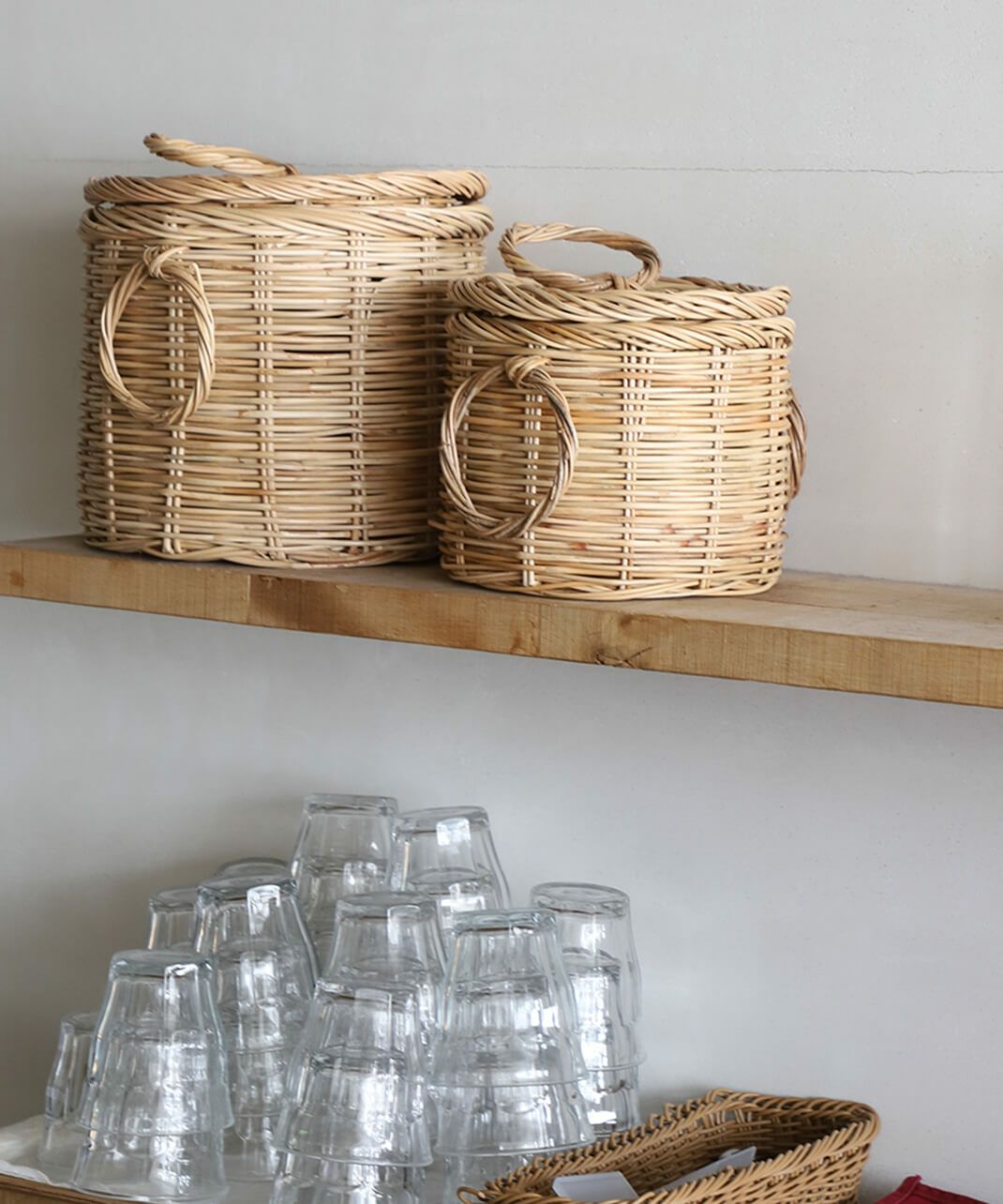 Siam / ラタンふた付きサークルバスケット Lサイズ6