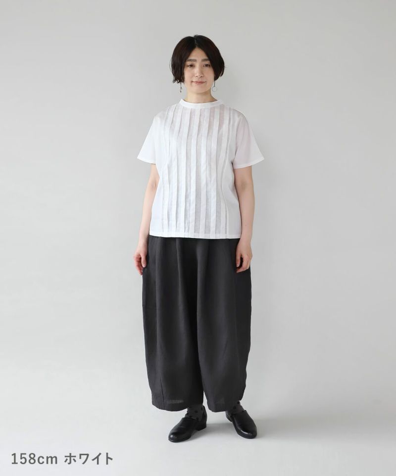 mumokuteki×LILASICブラウスみたいなタック切替えカットソー mumokuteki×LILASICブラウスみたいなタック切替えカットソー