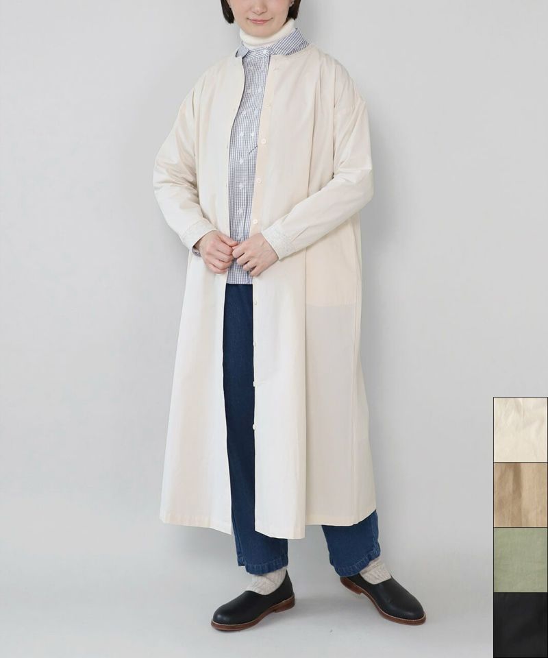 【20%off】mumokuteki コットン素材の袖リブシャツワンピース
