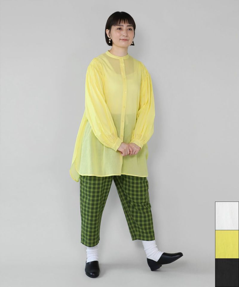 mumokuteki コットン素材の バルーン袖チュニック