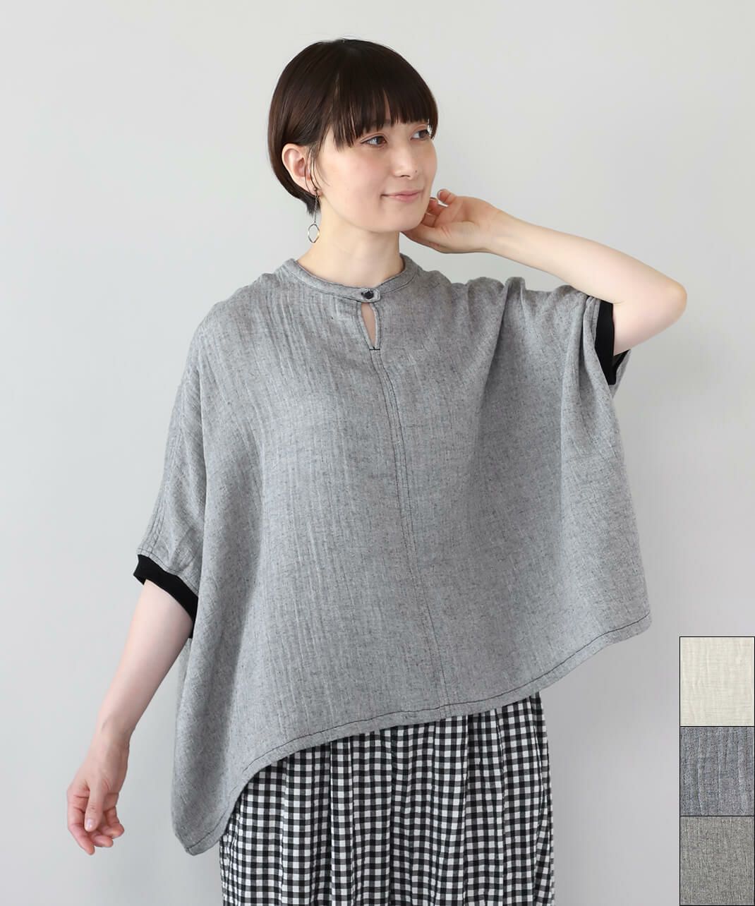 30％off】alouetteコットンリネンのガーゼドルマントップス 