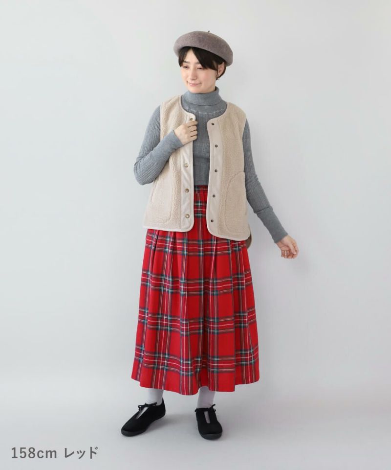blue willowコットンリネンのチェックタックスカート