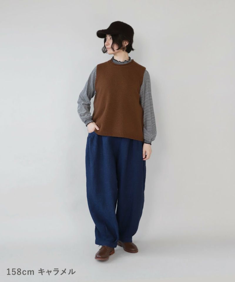 mumokutekiメリノウール100％うしろ開きニットベスト | mumokuteki