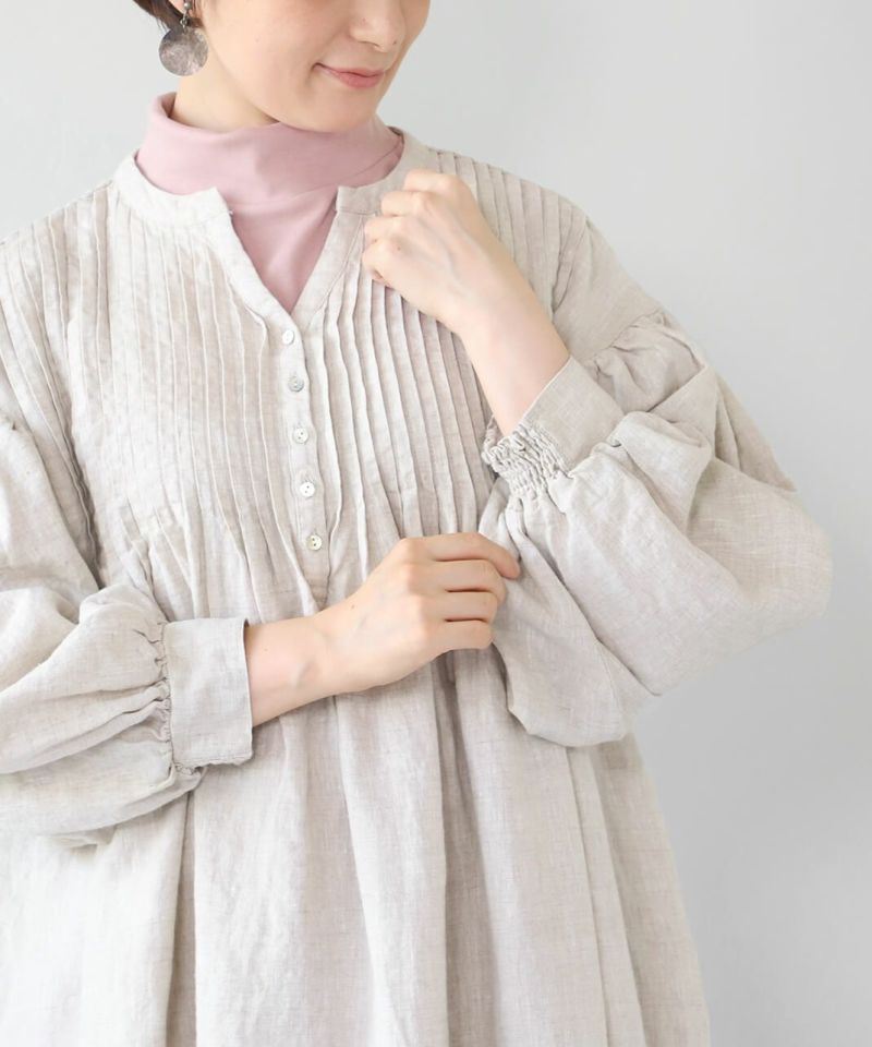 30%off】【mumokuteki別注】08Mabリネンのピンタックワンピース