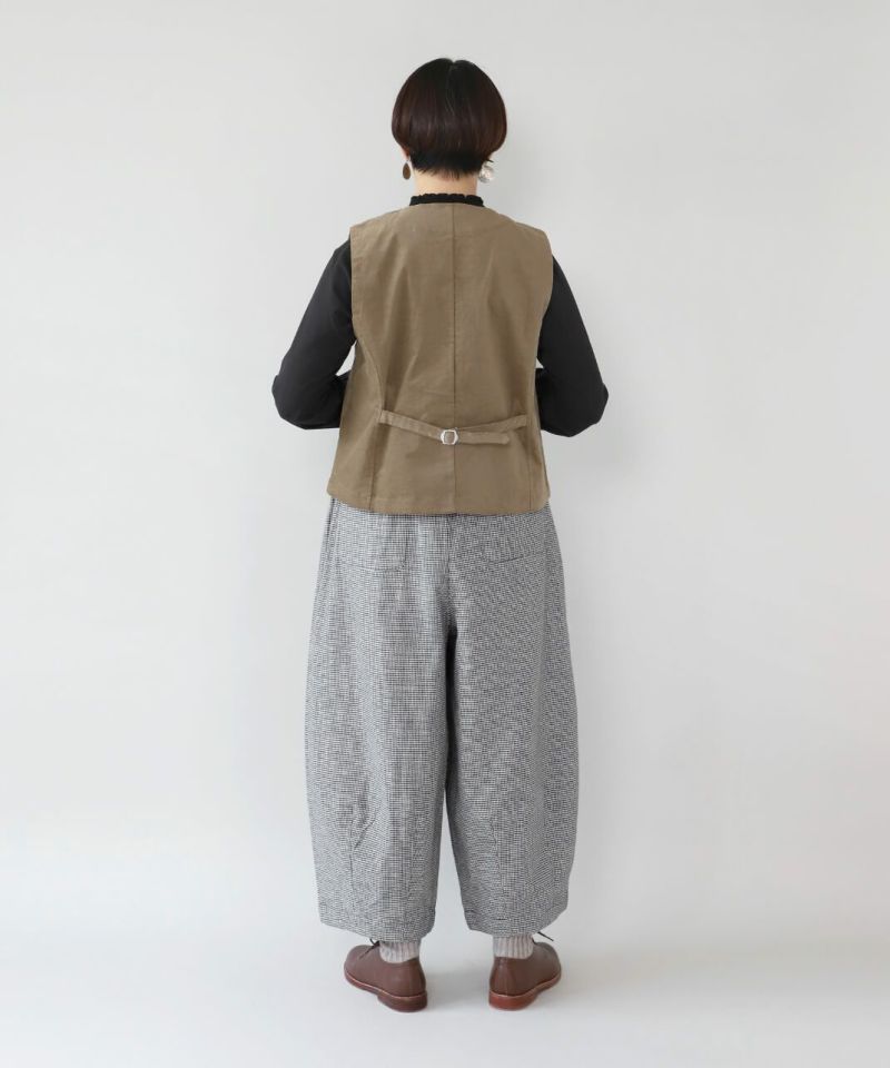 mumokutekiコットンリネンのワイドタックバルーンパンツ