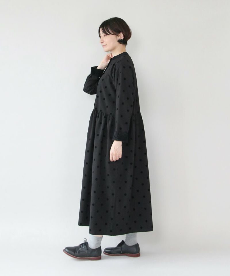 B1579☆美品☆M☆黒/フロッキー/ワンピ/スタンダードドレス