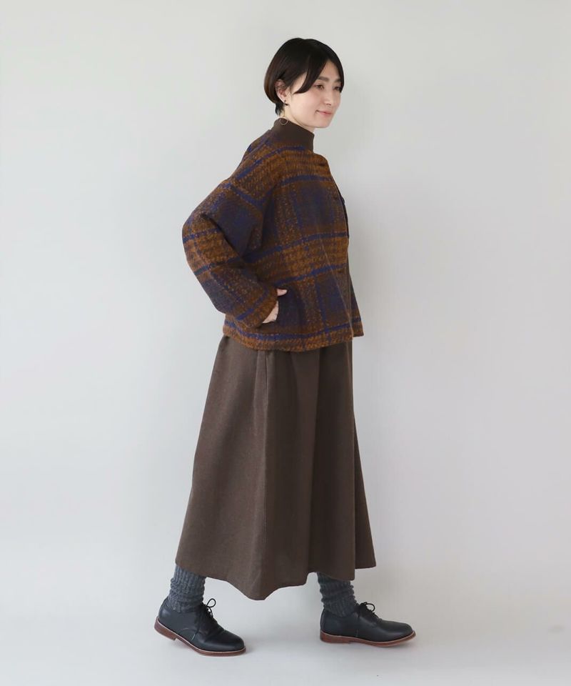 tukuroi大人可愛いチェック柄のノーカラージャケット