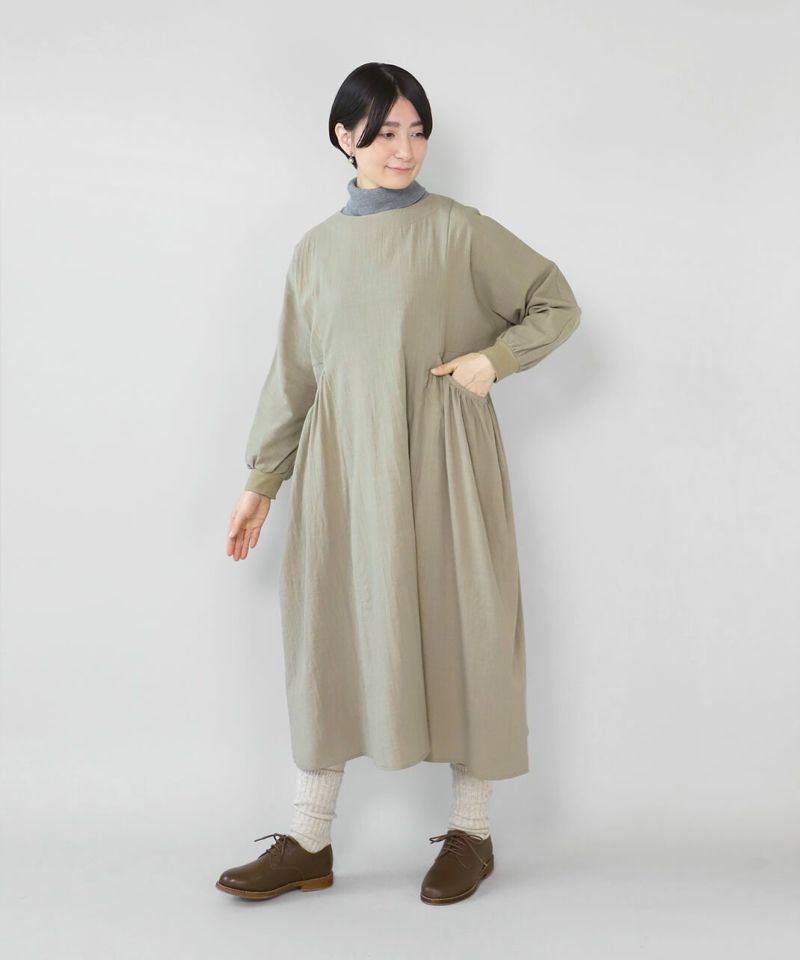50%off】mumokutekiコットン素材のギャザーボリュームワンピース