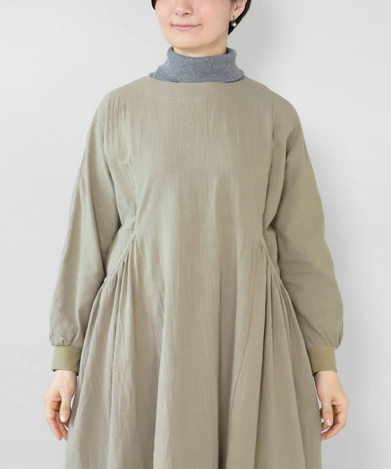 50%off】mumokutekiコットン素材のギャザーボリュームワンピース