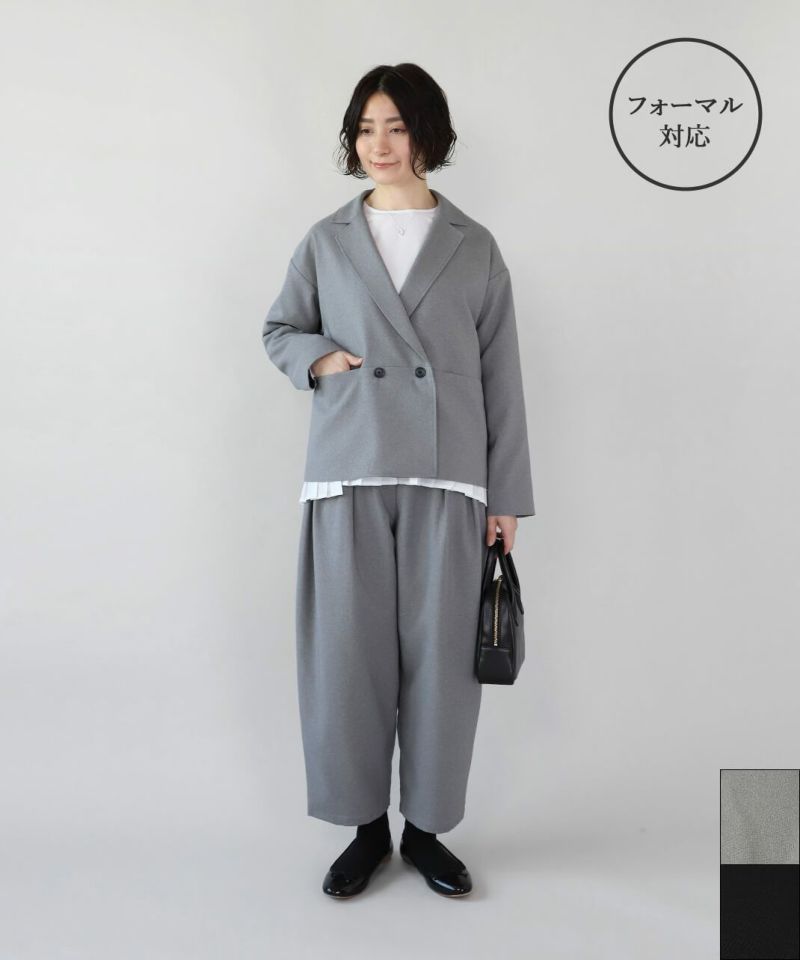 ご希望商品×5 un cinqフォーマル対応イージーケア オックス生地タックワイドパンツ