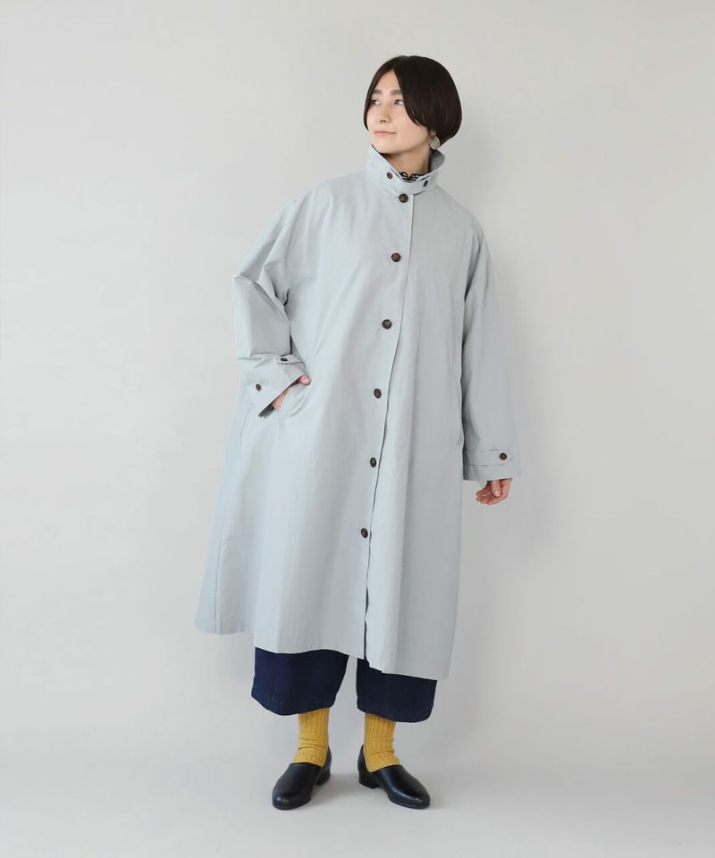 mumokutekiコットンナイロンのステンカラーコート | mumokuteki
