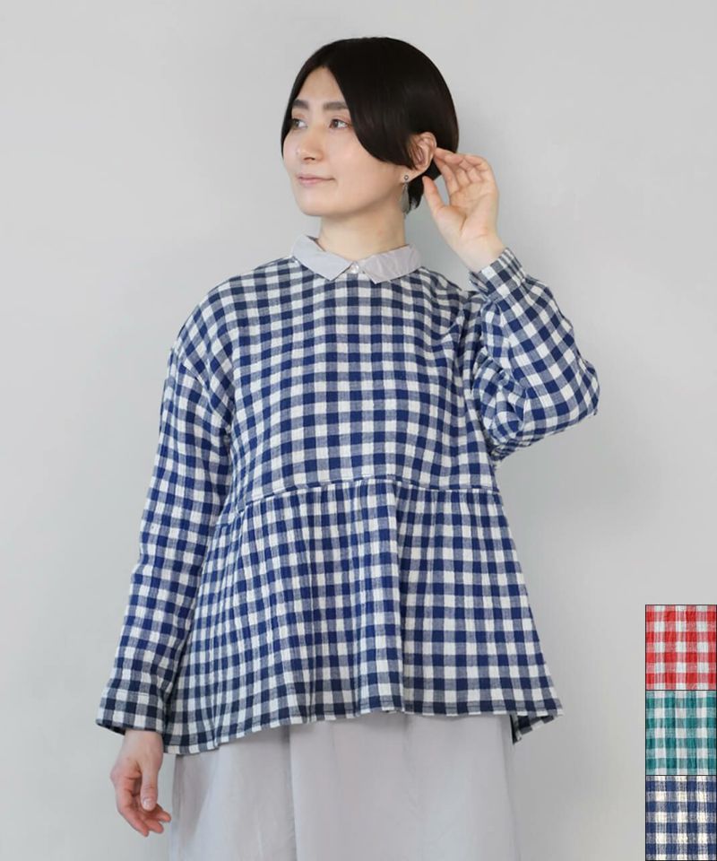 40%off】HEAVENLYコットンガーゼのギンガムチェックプルオーバー