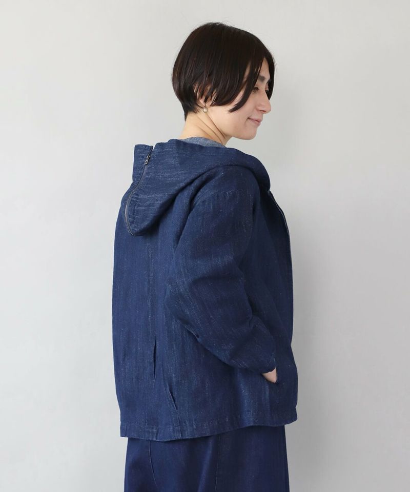 20%off】YURK geniet vanコットンリネンデニムの2WAYジップ