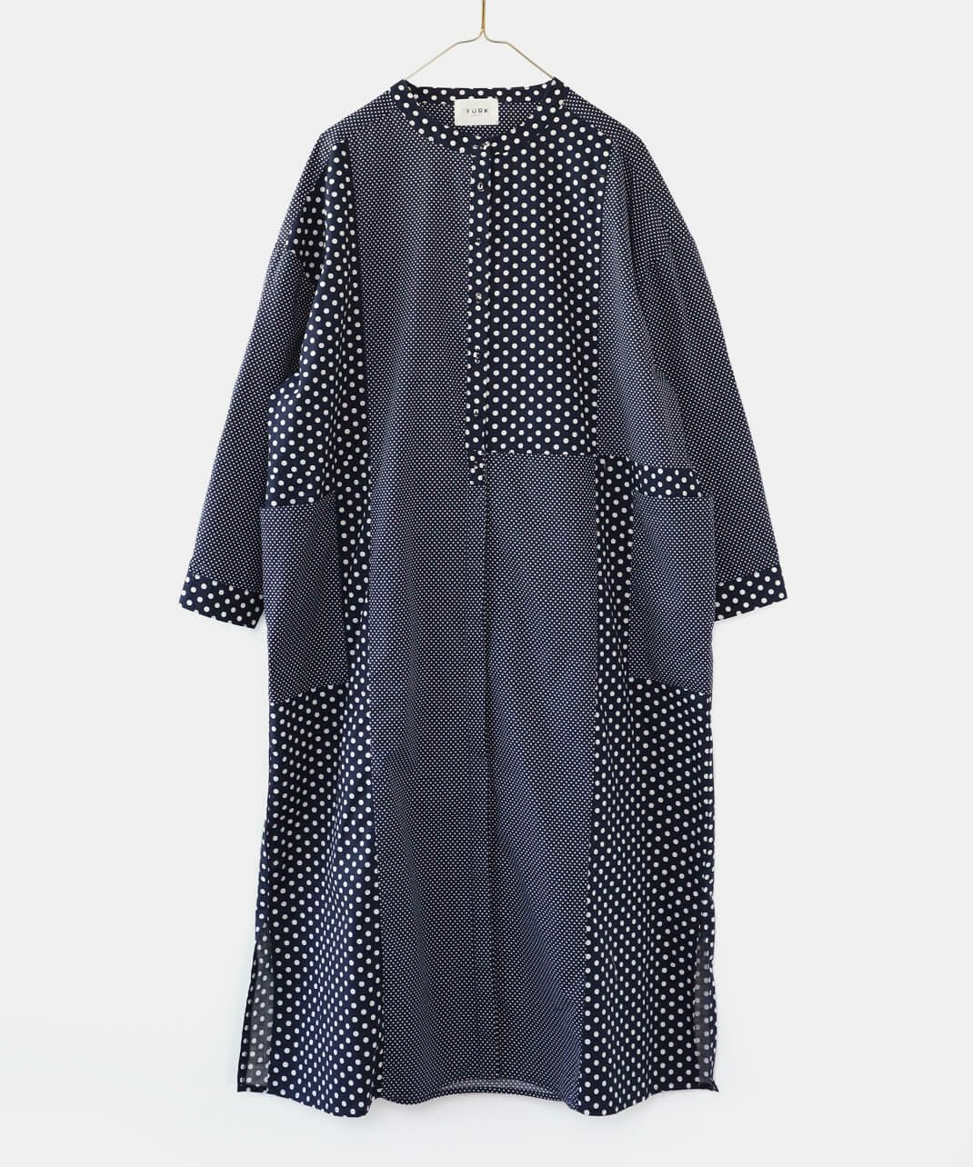YURK geniet vanドットプリントのパッチワークワンピース | mumokuteki  