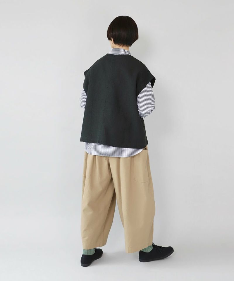 SOコットンリネンのフレンチワイドベスト | mumokuteki SOコットンリネンのフレンチワイドベスト | mumokuteki