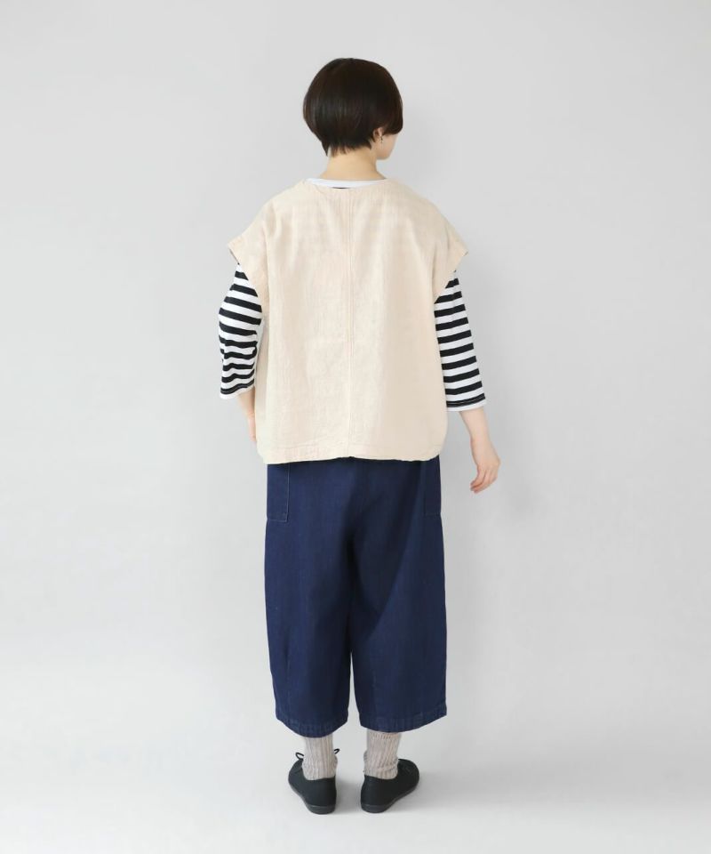 SOコットンリネンのフレンチワイドベスト | mumokuteki