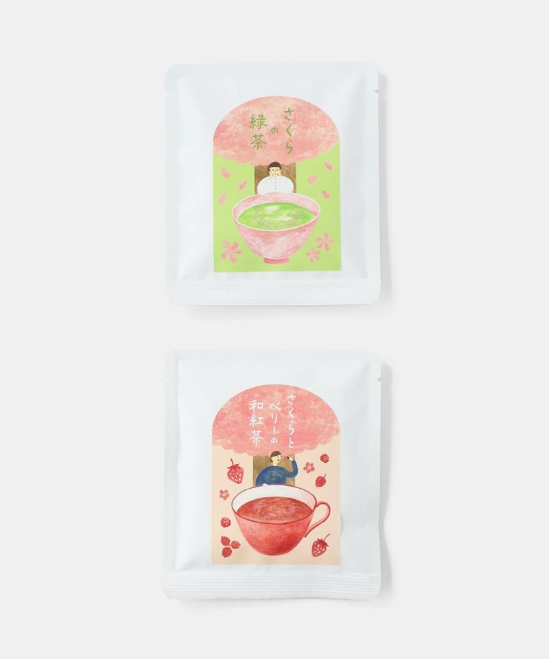 茶楽さくらの緑茶・さくらとベリーの和紅茶 2P | mumokuteki