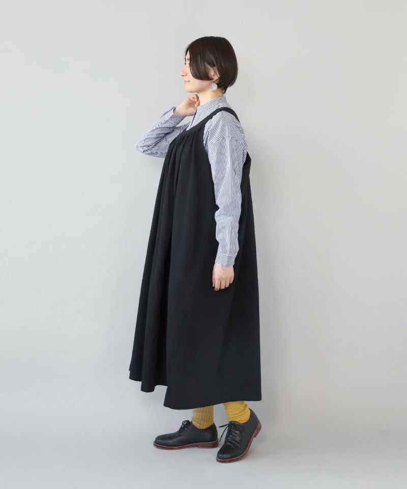 20%off】Sorte cuffラウンドギャザーのノースリーブワンピース