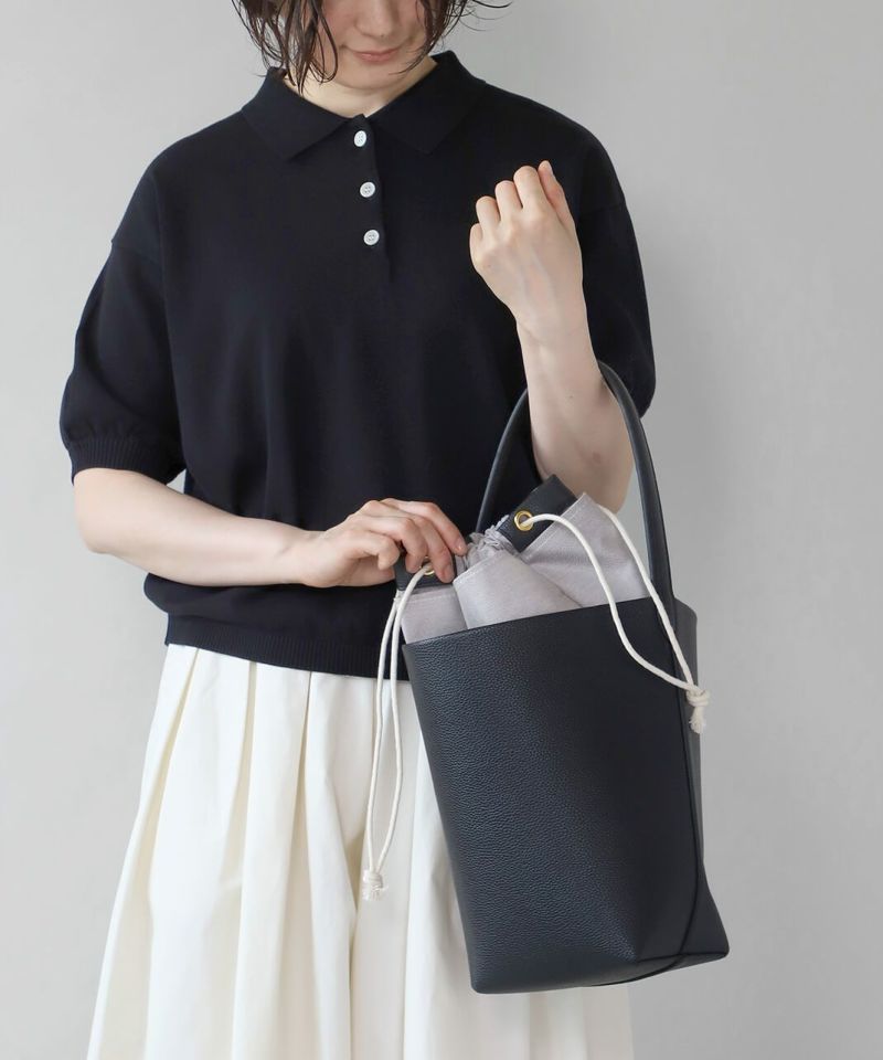 【別倉庫からの配送】 mumokuteki牛革のシンプルなバケツ型ショルダーバッグ バッグ