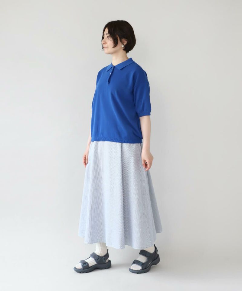 mumokutekiドライタッチのコットンニットポロシャツ mumokutekiドライタッチのコットンニットポロシャツ