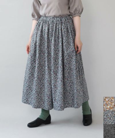 mumokutekiたっぷりギャザーの花柄ワイドパンツ | mumokuteki