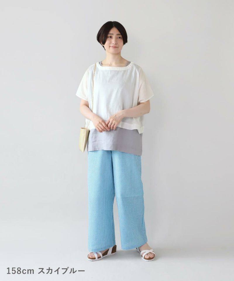 20%off】mumokutekiシアサッカーのギンガムチェックパンツ