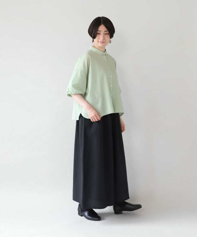 20%off】mumokuteki丸襟がかわいいバルーン袖のブラウス