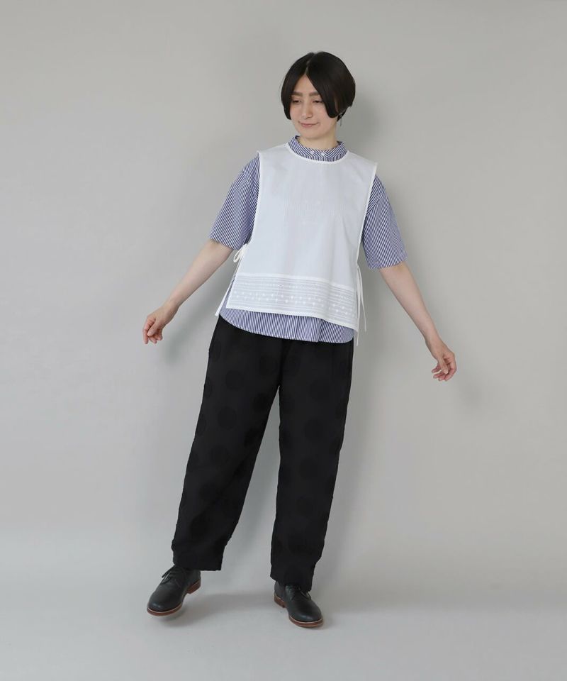 YURK geniet vanコットンリネンのドットジャガードパンツ