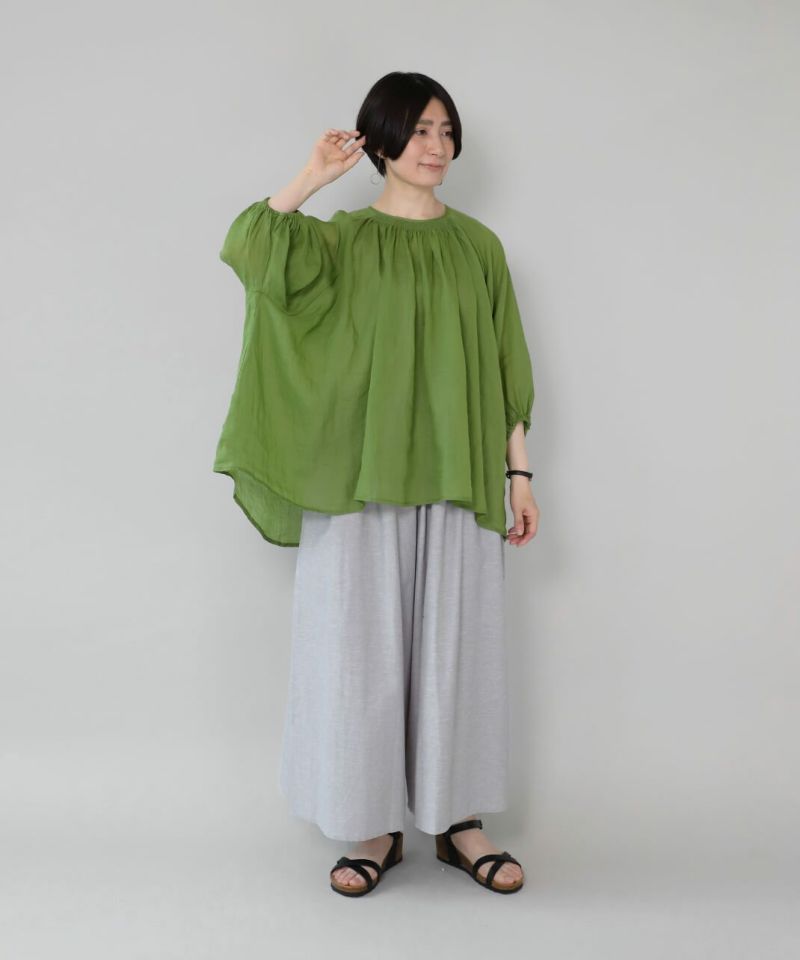 20%off】UNPLEラミーリネンのギャザーシアーブラウス