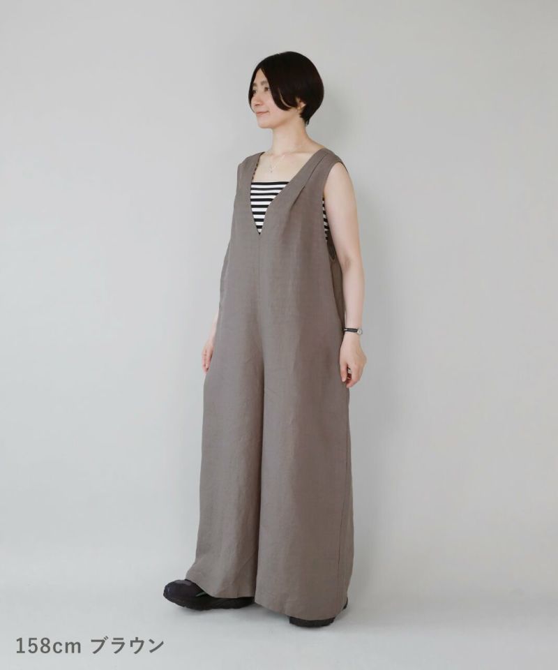20%off】blue willow平織リネンのオールインワン | mumokuteki