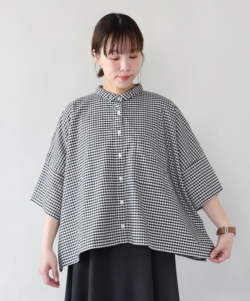 mumokutekiギンガムチェックのオックスワイドシャツ | mumokuteki