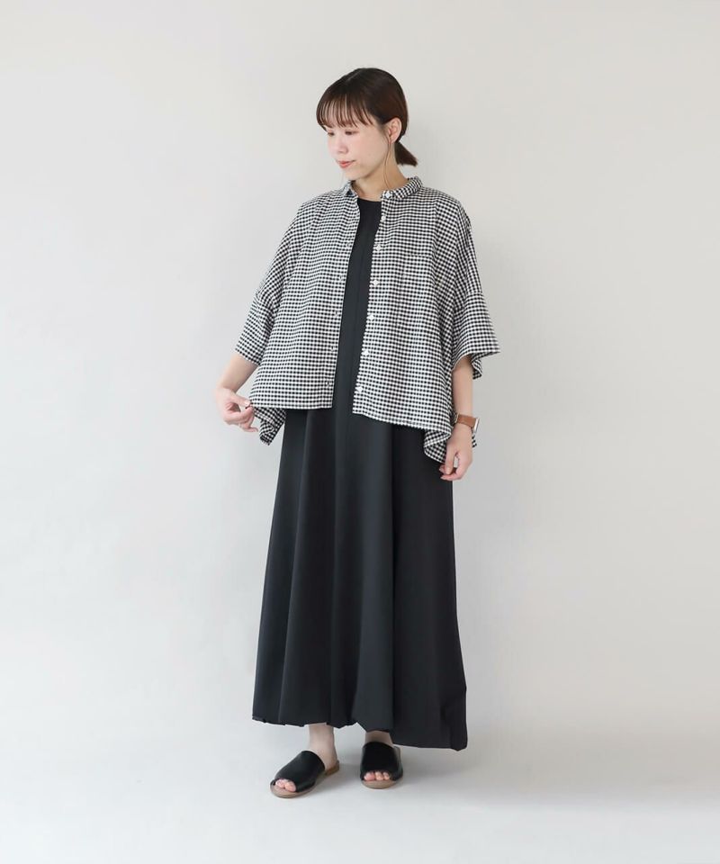 mumokutekiギンガムチェックのオックスワイドシャツ