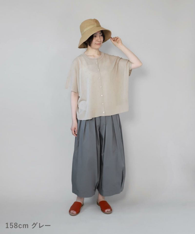 MOGA - モガ MOGA TUMUGI 和紙 シアー ニット トップス 半袖 カーキ 2 モガ MOGA TUMUGI 和紙 シアー ニット トップス 半袖 カーキ 2