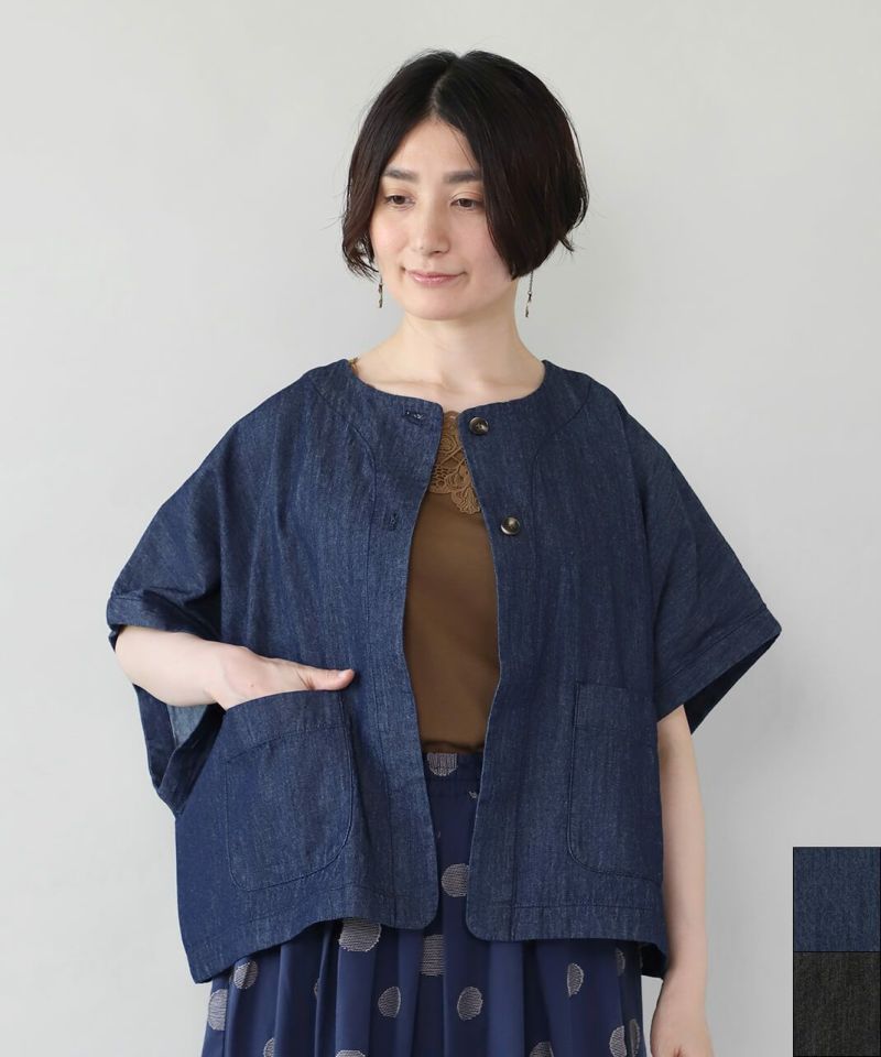 mumokutekiコットンデニムのワイドジャケット | mumokuteki