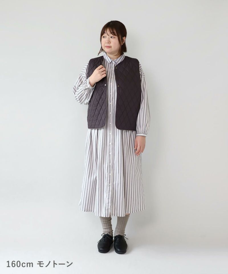 mumokuteki花柄と無地の中綿リバーシブルベスト | mumokuteki
