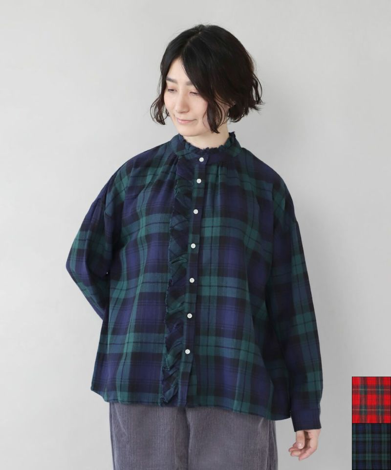 Drawer コットンチェックフリルシャツ36 Drawer コットンチェックフリルシャツ36 ドゥロワー Drawer コットン