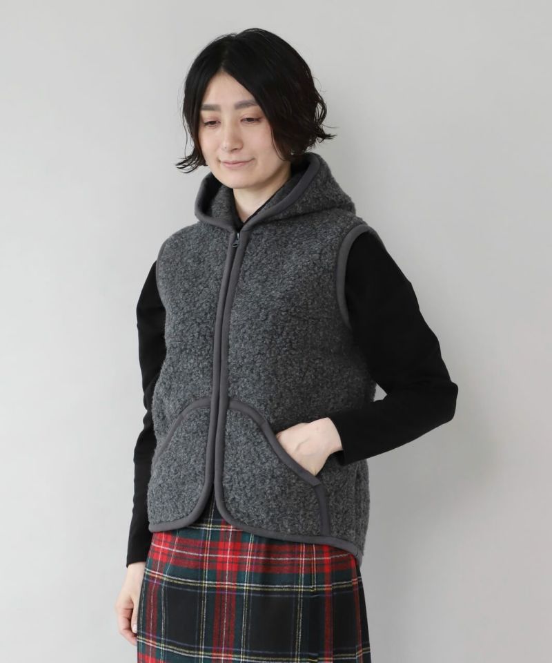 COLDBREAKERウール100%のフード付きボアベスト | mumokutekiオンライン