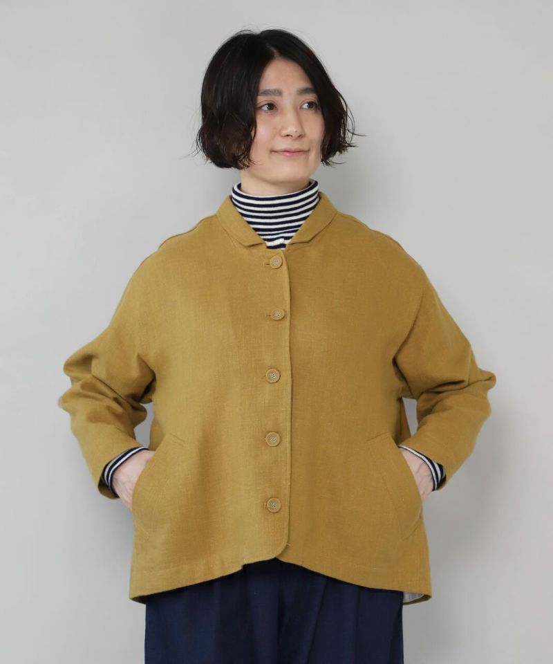 YURK geniet vanリネンのバックタックジャケット | mumokuteki