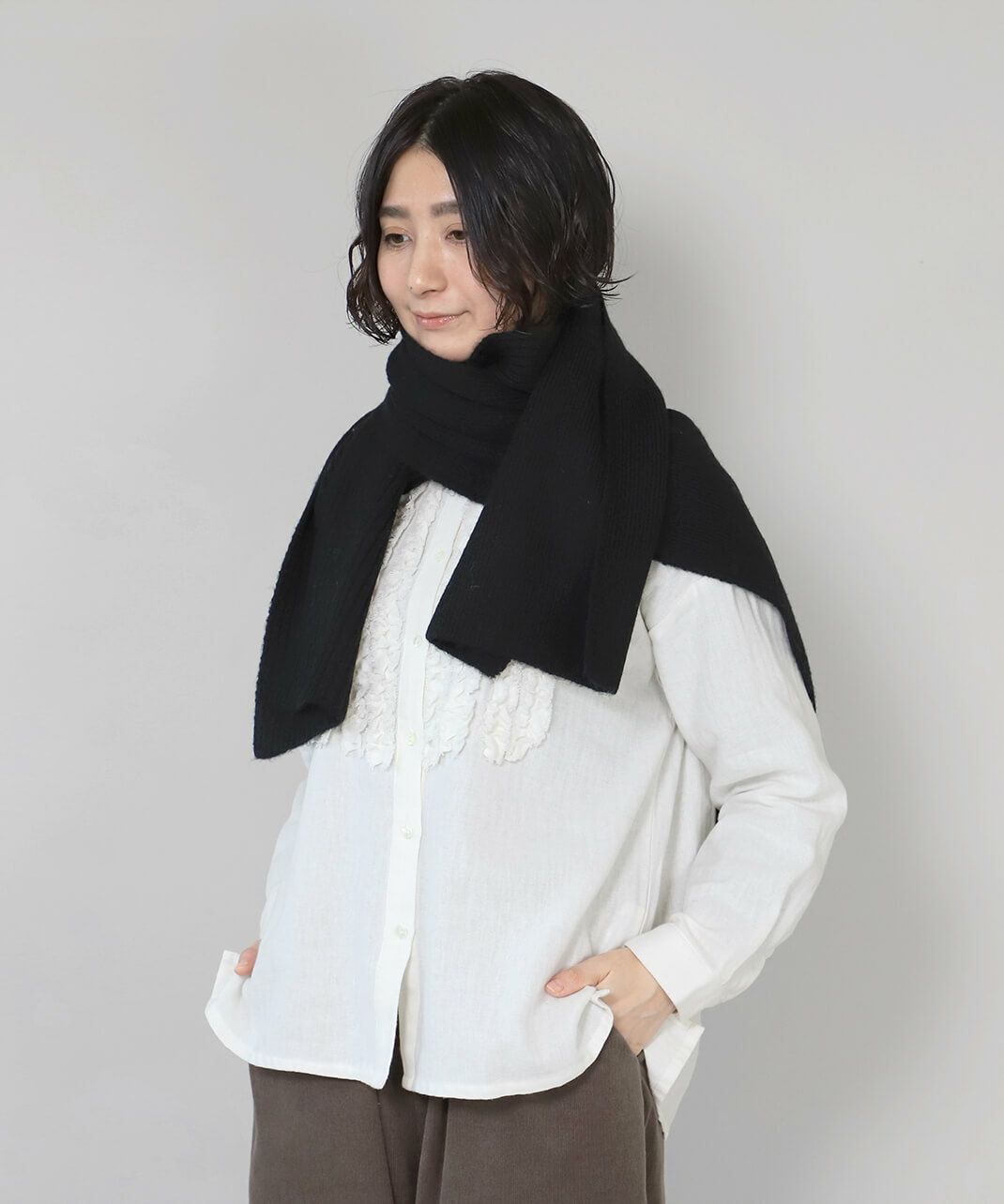 50%off】mumokuteki軽やかであたたかいウール混ロングショール