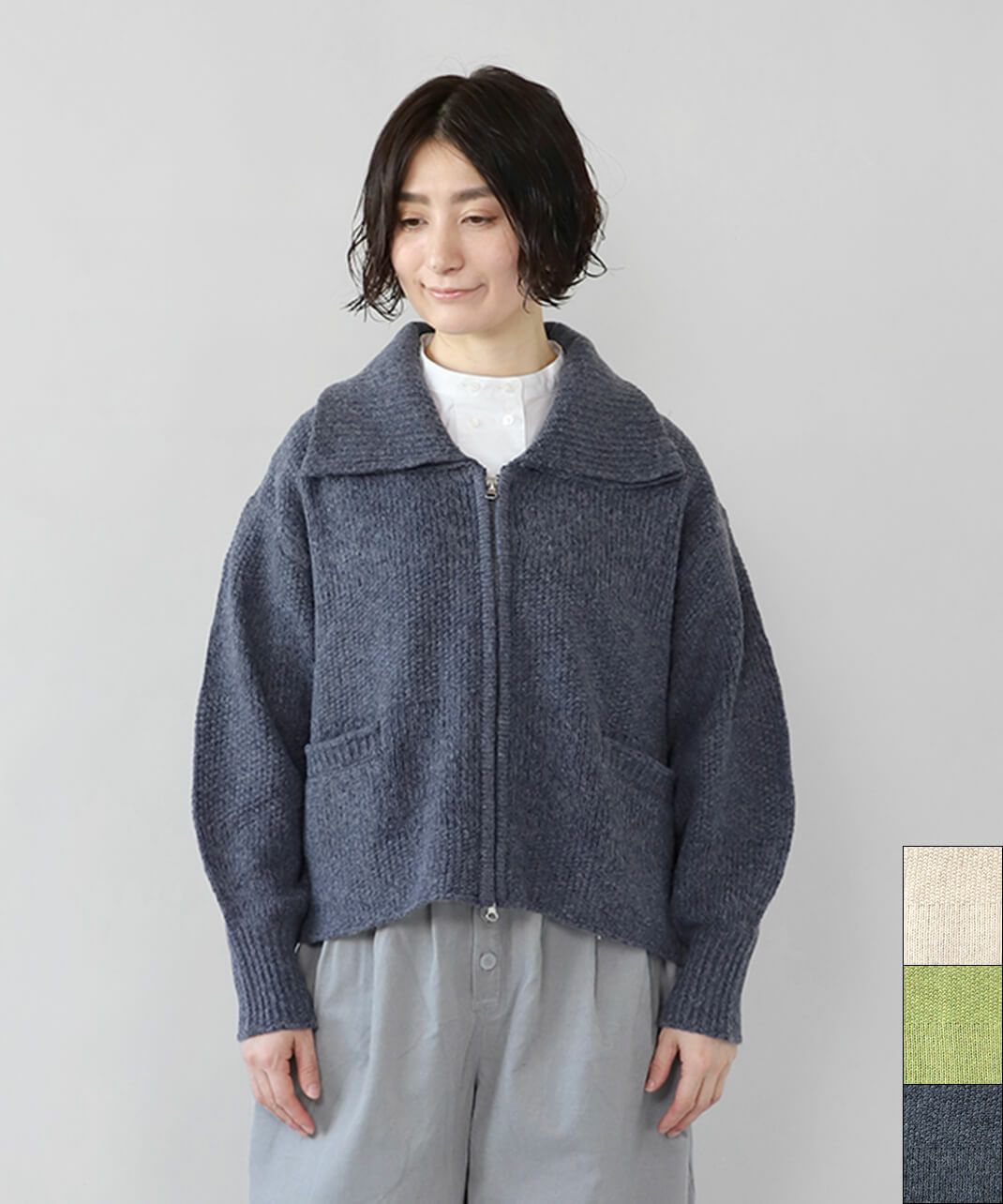 mumokutekiボーダー編みのニットカーディガン | mumokutekiオンライン