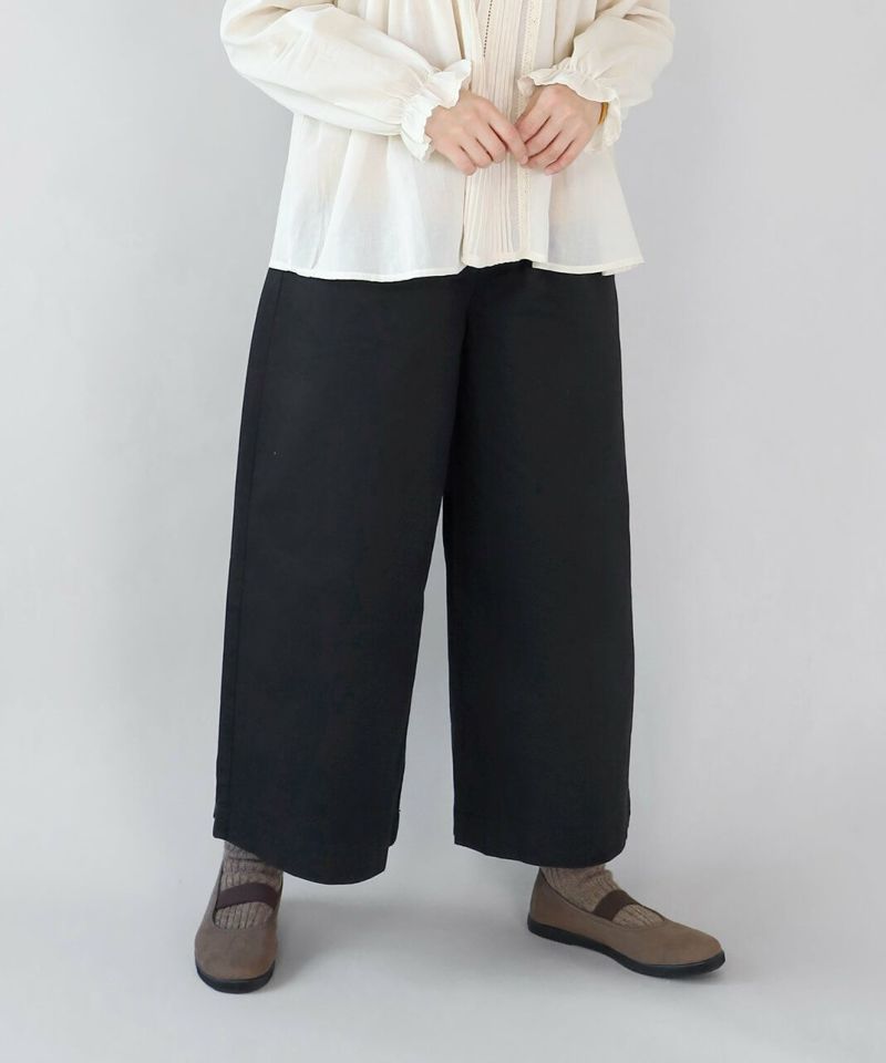 TONE カディーコットンギャザーパンツ 黒 mumokutekiコットンのギャザーパンツ | mumokutekiオンラインストア