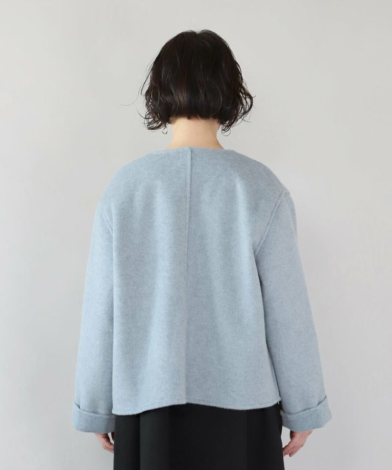 mumokutekiウールミックスのノーカラーショートコート | mumokuteki
