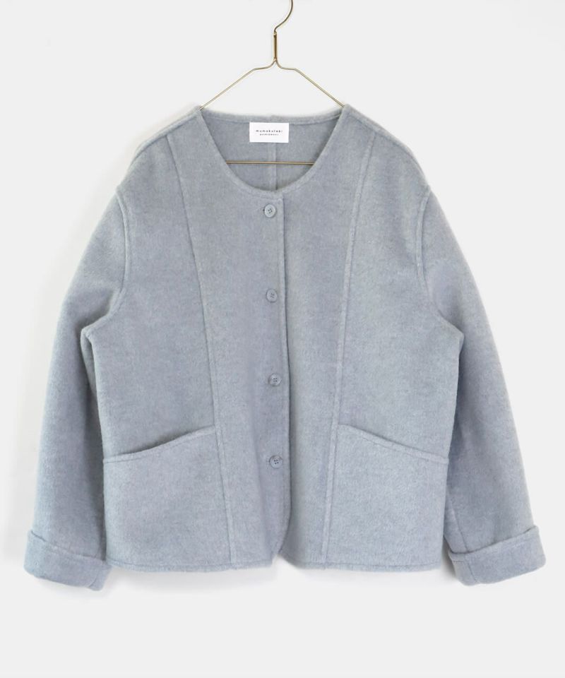 mumokutekiウールミックスのノーカラーショートコート | mumokuteki