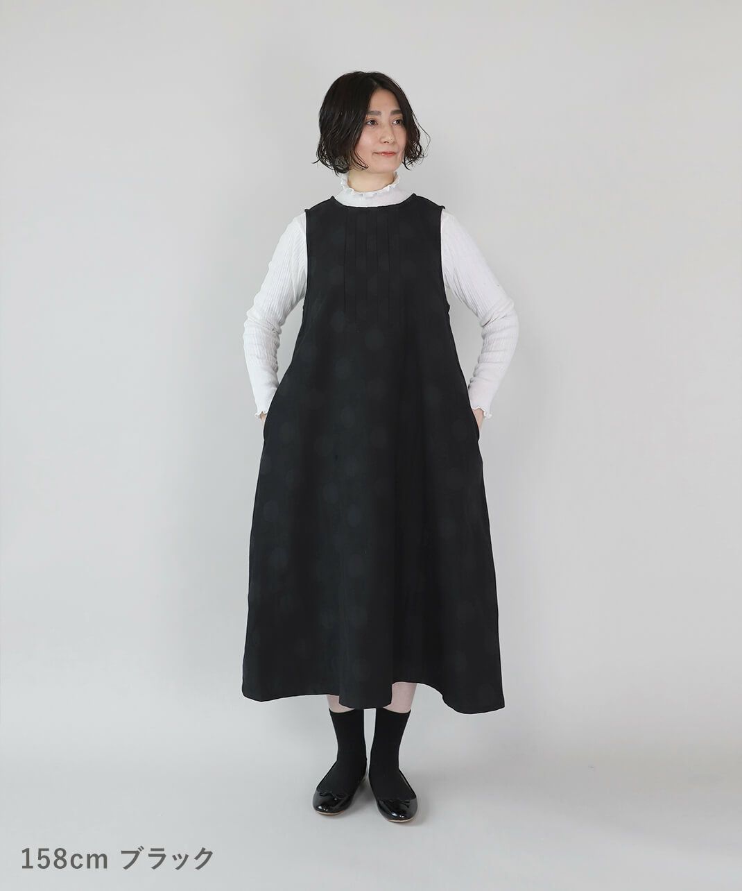 20%off】mumokutekiジャガードドットのノースリーブワンピース