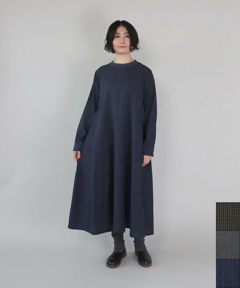 20%off】mumokutekiコットンガーゼの先染めフレアワンピース