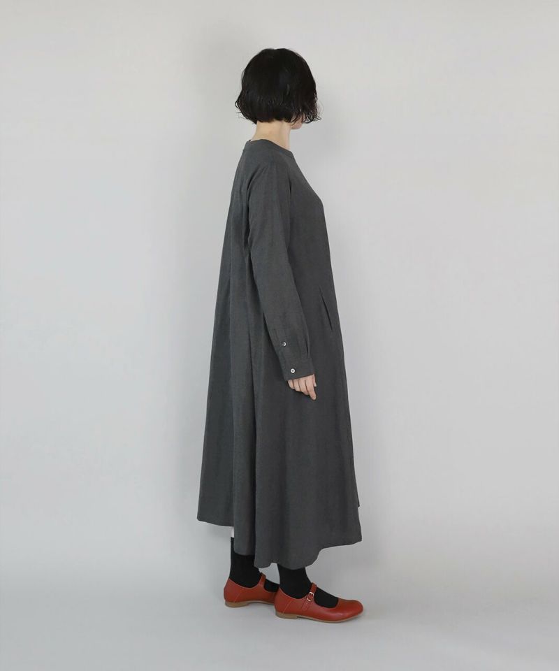 20%off】mumokutekiコットンガーゼの先染めフレアワンピース