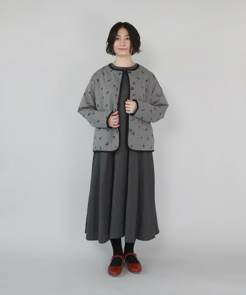 20%off】mumokutekiコットンガーゼの先染めフレアワンピース