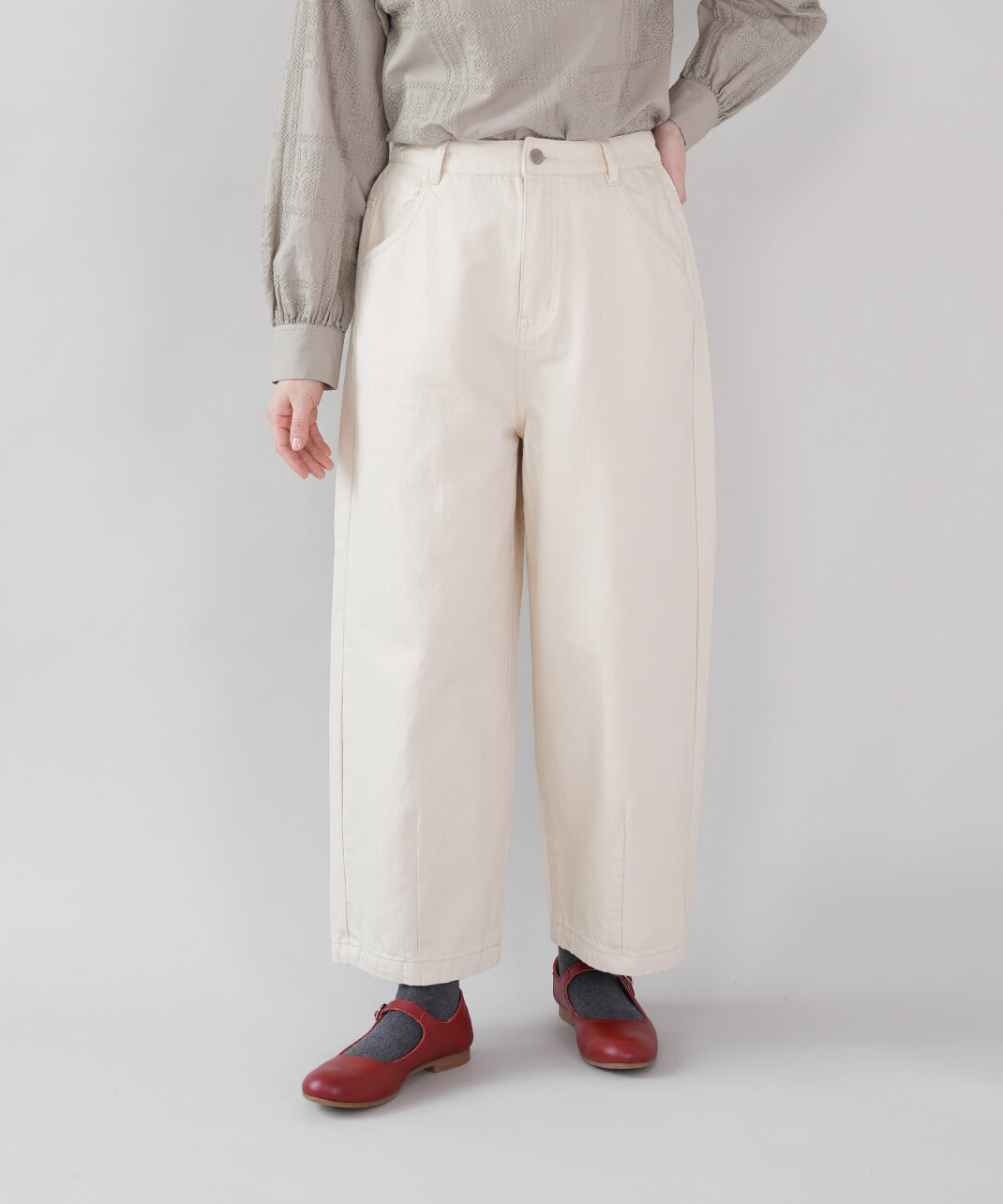 HEAVENLY10オンスデニムのハイウエストカーブパンツ | mumokuteki