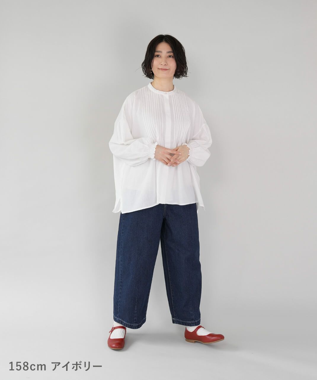 mumokutekiやわらかいコットンのピンタックブラウス | mumokuteki